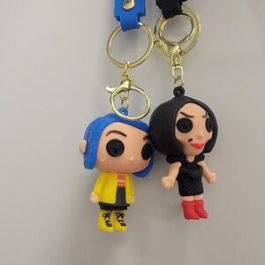 NEW Coraline & Beldam Keychain Charm 3D Silicone Button Eyes Or Purse Charm 2 Pc